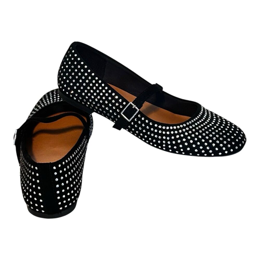 Dolce Vita Beckler Mary Jane Shoes Black Faux Suede W/Rhinestones Big Girls Sz 4